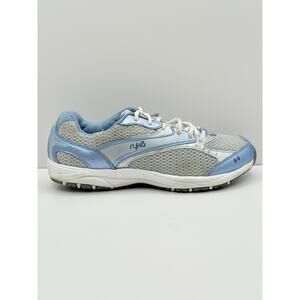 Size 8M Ryka Dash Womens Walking Lace Up Baby Blue & Silver Sneaker Shoes